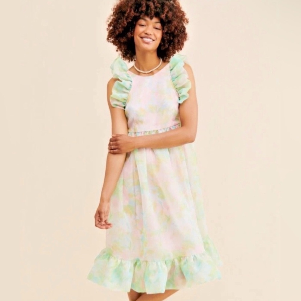 Selkie Maison Amory Ruffle Romance Midi Dress - SZ S